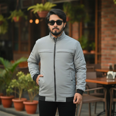 Premium High Neck Jacket || SILVER ASH