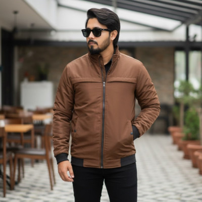 Premium High Neck Jacket || COFFEE