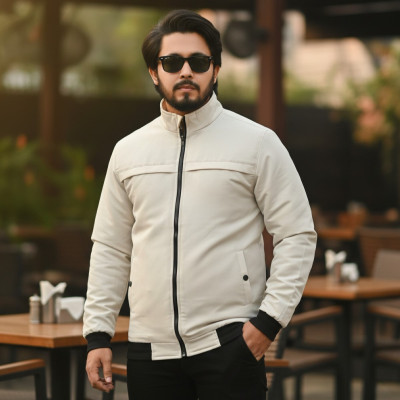 Premium High Neck Jacket || OFF WHITE