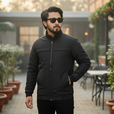 Premium High Neck Jacket || BLACK