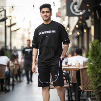 Round Neck With Short Pants || BLACK Tshirt & Short Pant