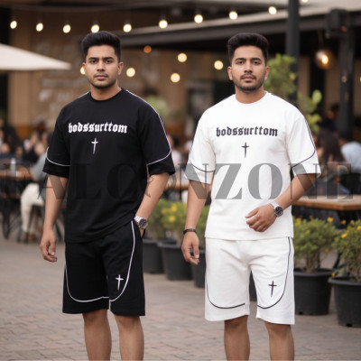 Round Neck With Short Pants || BLACK & WHITE COMBO