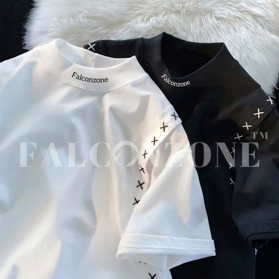 Round Neck Cross Embroidery || BLACK & WHITE