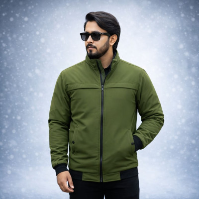 Premium High Neck Jacket || OLIVE