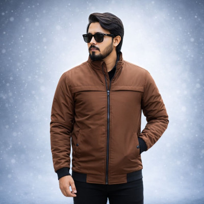 Premium High Neck Jacket || COFFEE