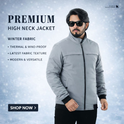 Premium High Neck Jacket || SILVER ASH