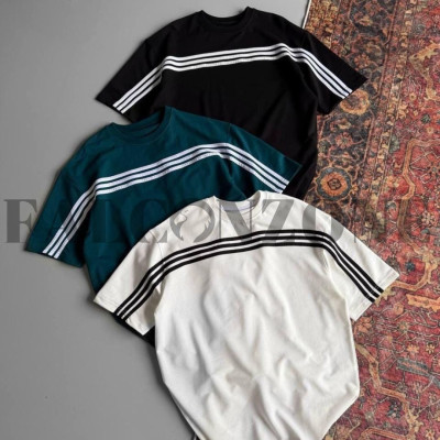 Round Neck Piping Tshirt || BLACK & DEEP TEAL & WHITE
