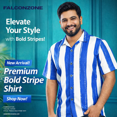 Premium Cu-ban Shirt || CHECK BLUE & WHITE
