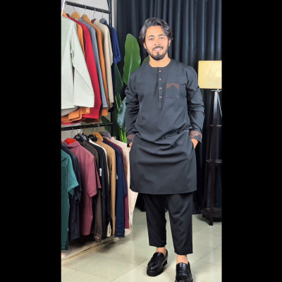 90's Classic Aristocracy Panjabi & Pajama Set || BLACK