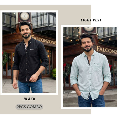 Classic Full Sleeve Shirt || BLACK & LIGHT PEST