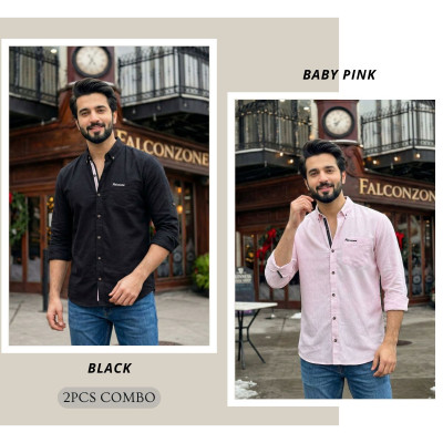 Classic Full Sleeve Shirt || BLACK & BABY PINK