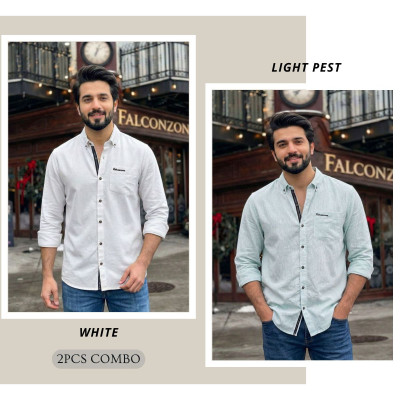 Classic Full Sleeve Shirt || WHITE & LIGHET PEST