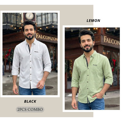 Classic Full Sleeve Shirt || WHITE & LEMON
