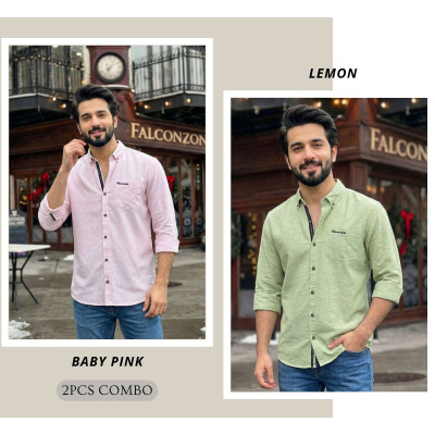 Classic Full Sleeve Shirt || BABBY PINK & LEMON