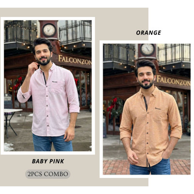 Classic Full Sleeve Shirt || BABBY PINK & ORANGE