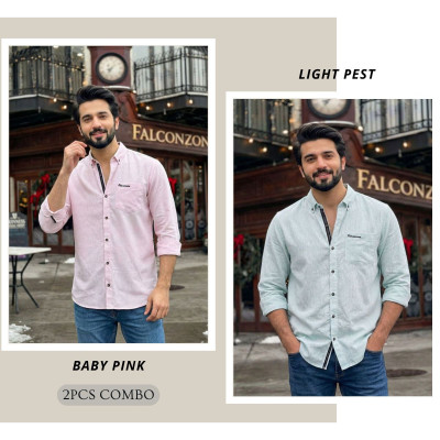 Classic Full Sleeve Shirt || BABBY PINK & LIGHT PEST