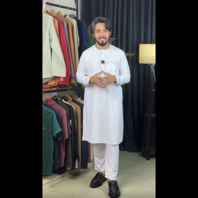 90's Classic Aristocracy Panjabi & Pajama Set || WHITE