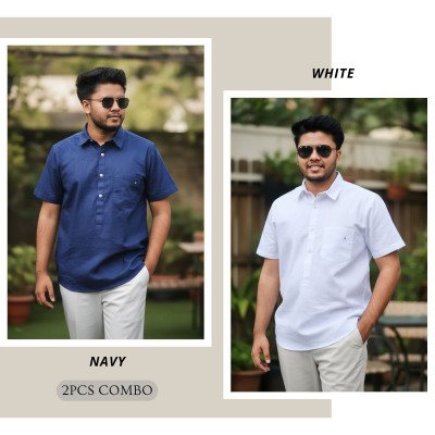 Kerala Shirt || NAVY & WHITE