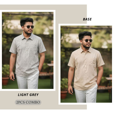 Kerala Shirt || LIGHT GREY & BASE