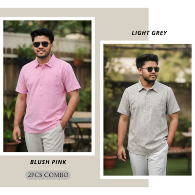 Kerala Shirt || BLUSH PINK & GREY
