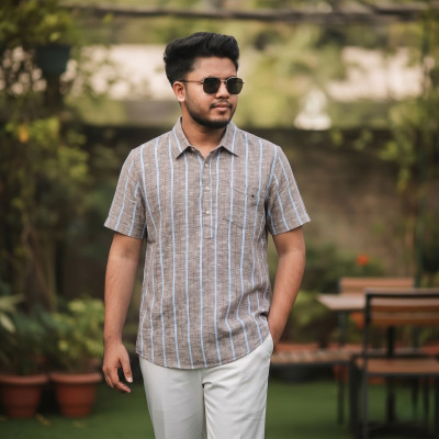 Kerala Shirt ||  GREY STRIPE