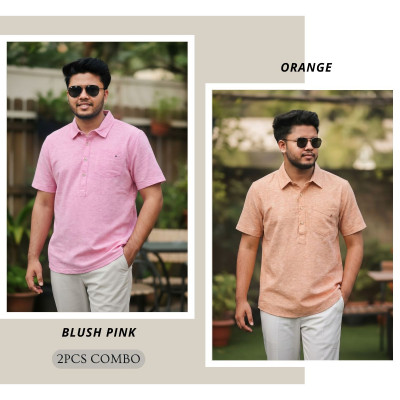 Kerala Shirt || BLUSH PINK & ORANGE