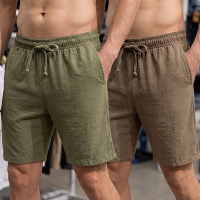 2 Pcs Combo REMI Cotton Shorts (Olive & Brown)